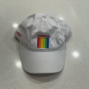 White Polaroid hat